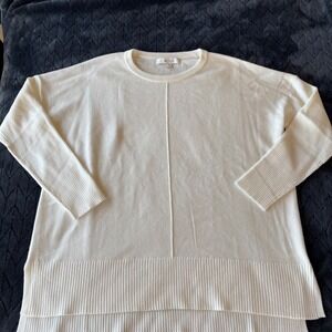 Lilly Pulitzer White Crewneck Center Seam Dropped Shoulder Sweater XL 013319